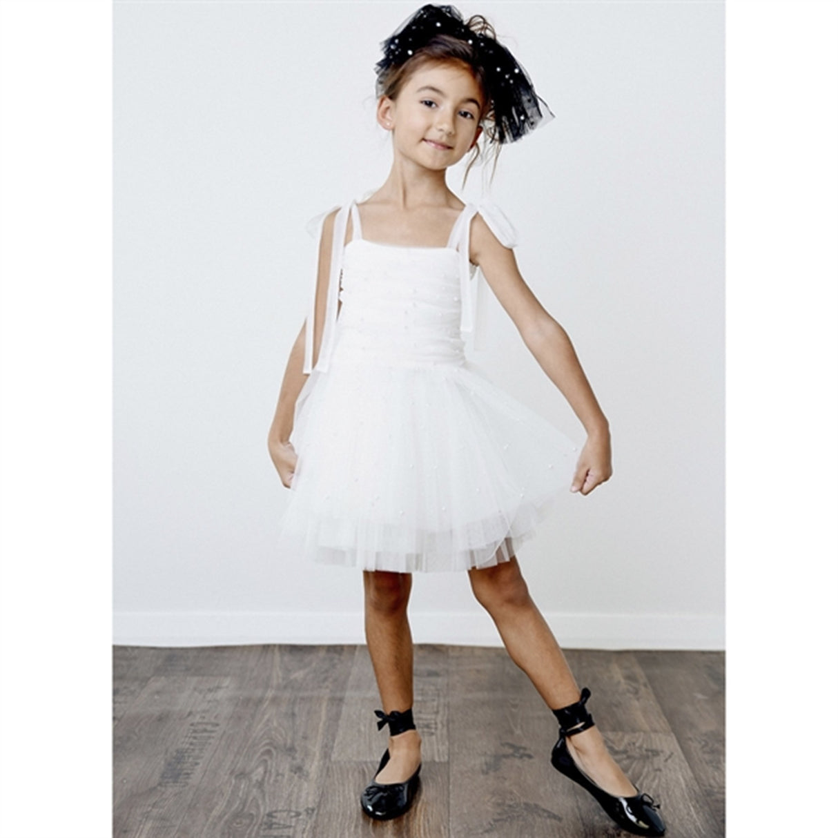 Dolly by Le Petit Tom Pearl Tulle Ballerinaskor Klänning White
