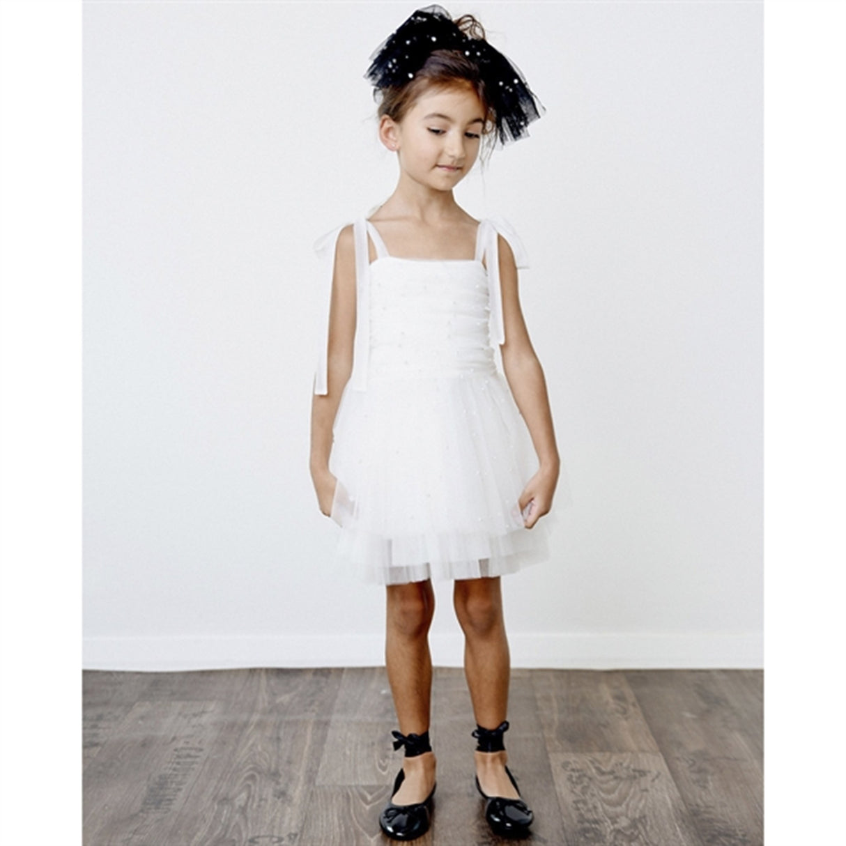 Dolly by Le Petit Tom Pearl Tulle Ballerinaskor Klänning White