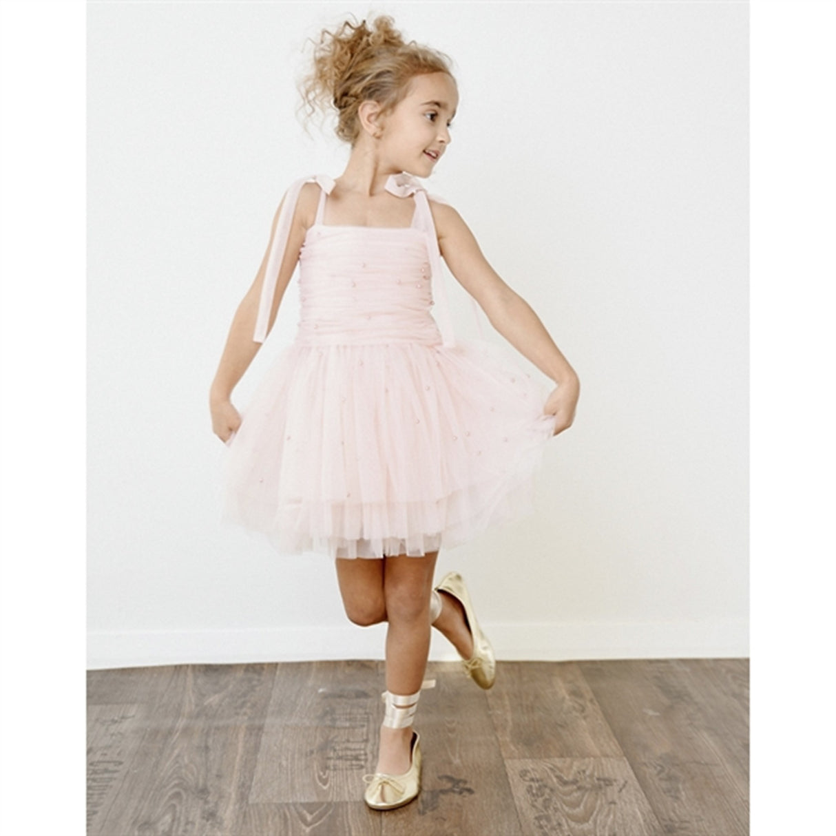 Dolly by Le Petit Tom Pearl Tulle Ballerinaskor Klänning Pink