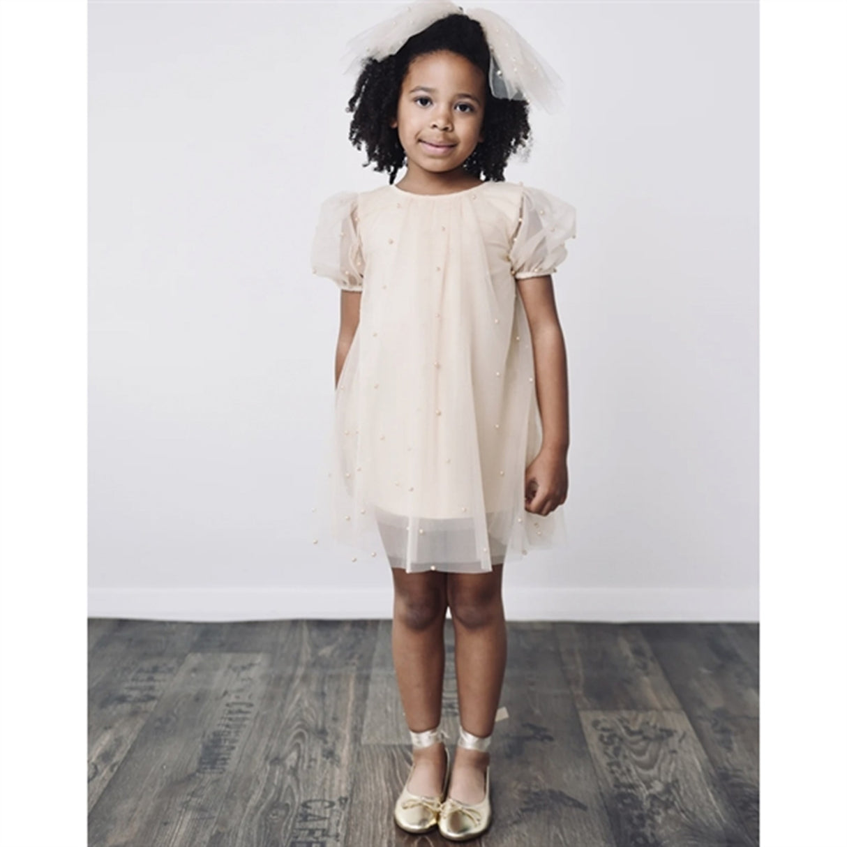Dolly by Le Petit Tom Pearl Tulle Puff Aline Klänning Pearl