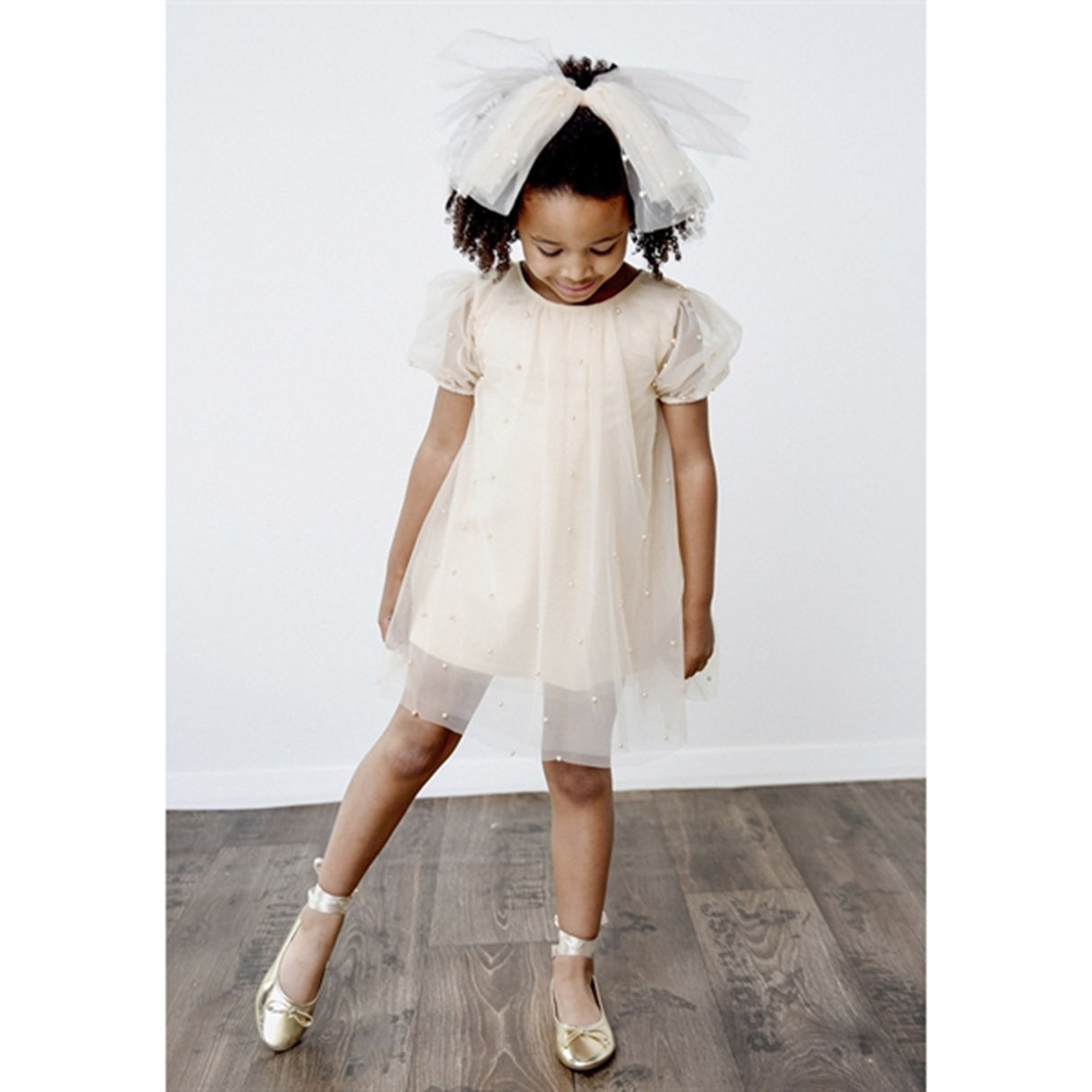 Dolly by Le Petit Tom Pearl Tulle Puff Aline Klänning Pearl