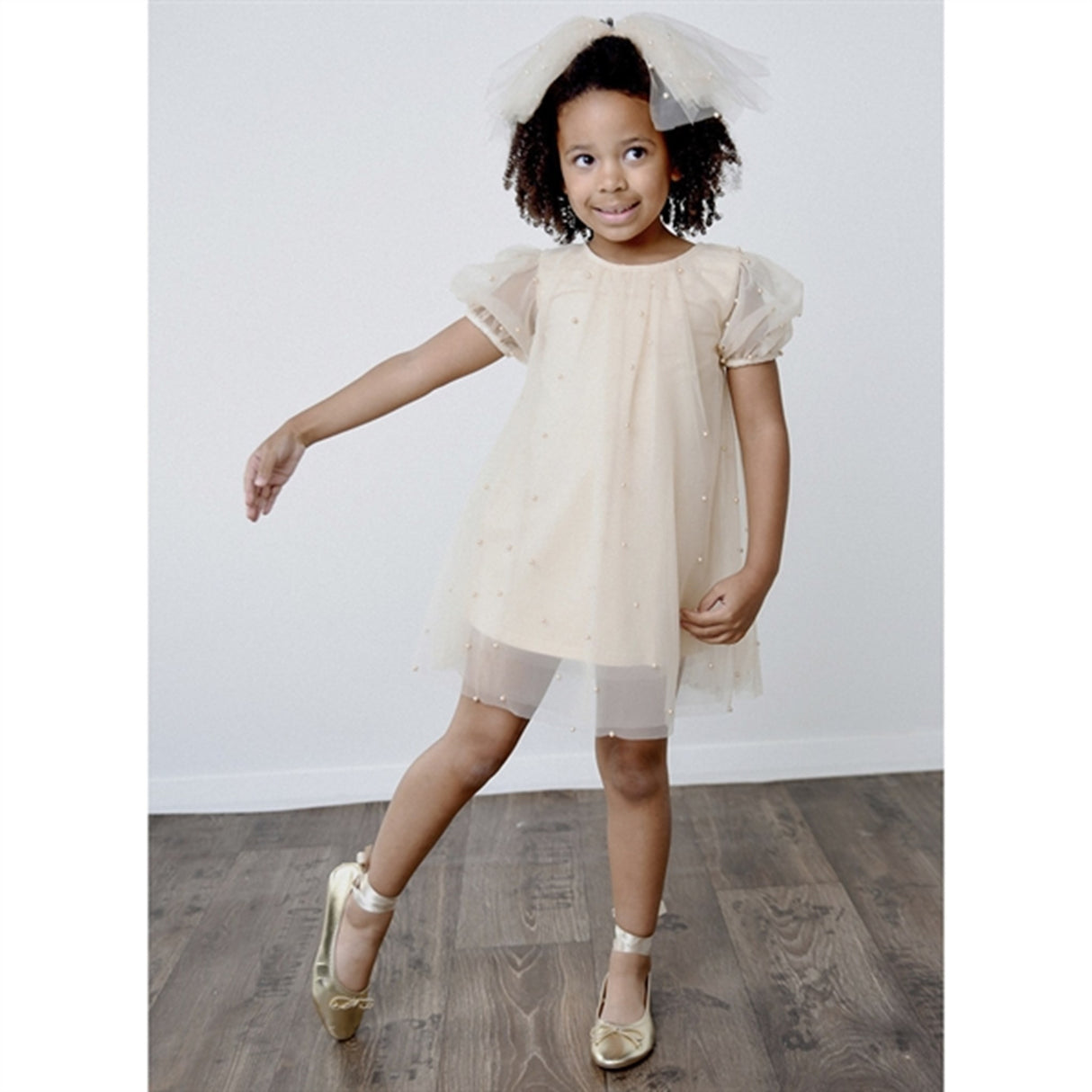 Dolly by Le Petit Tom Pearl Tulle Puff Aline Klänning Pearl