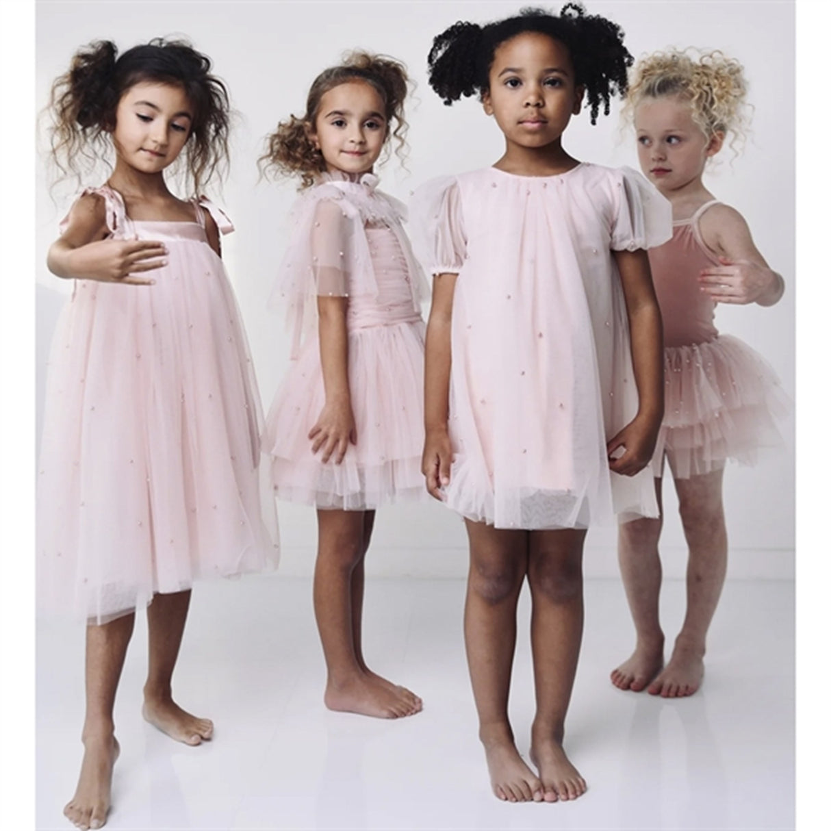 Dolly by Le Petit Tom Pearl Tulle Puff Aline Klänning Pink