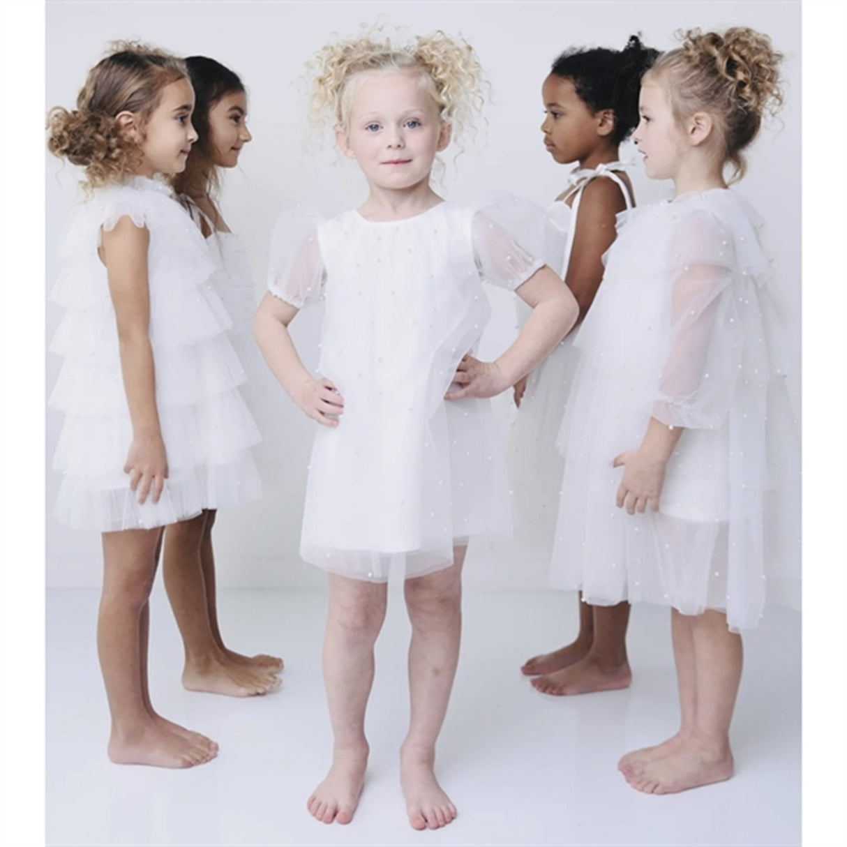 Dolly by Le Petit Tom Pearl Tulle Puff Aline Klänning White