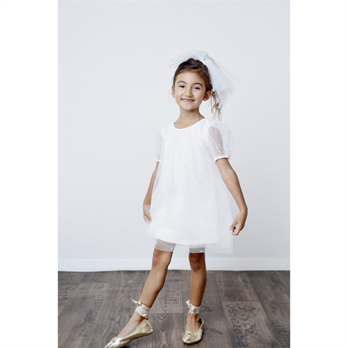 Dolly by Le Petit Tom Pearl Tulle Puff Aline Klänning White