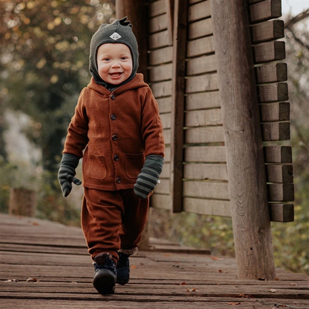 Racing Kids Dino Balaklava Ull/Bomull 3-lags Dusty Forest Green