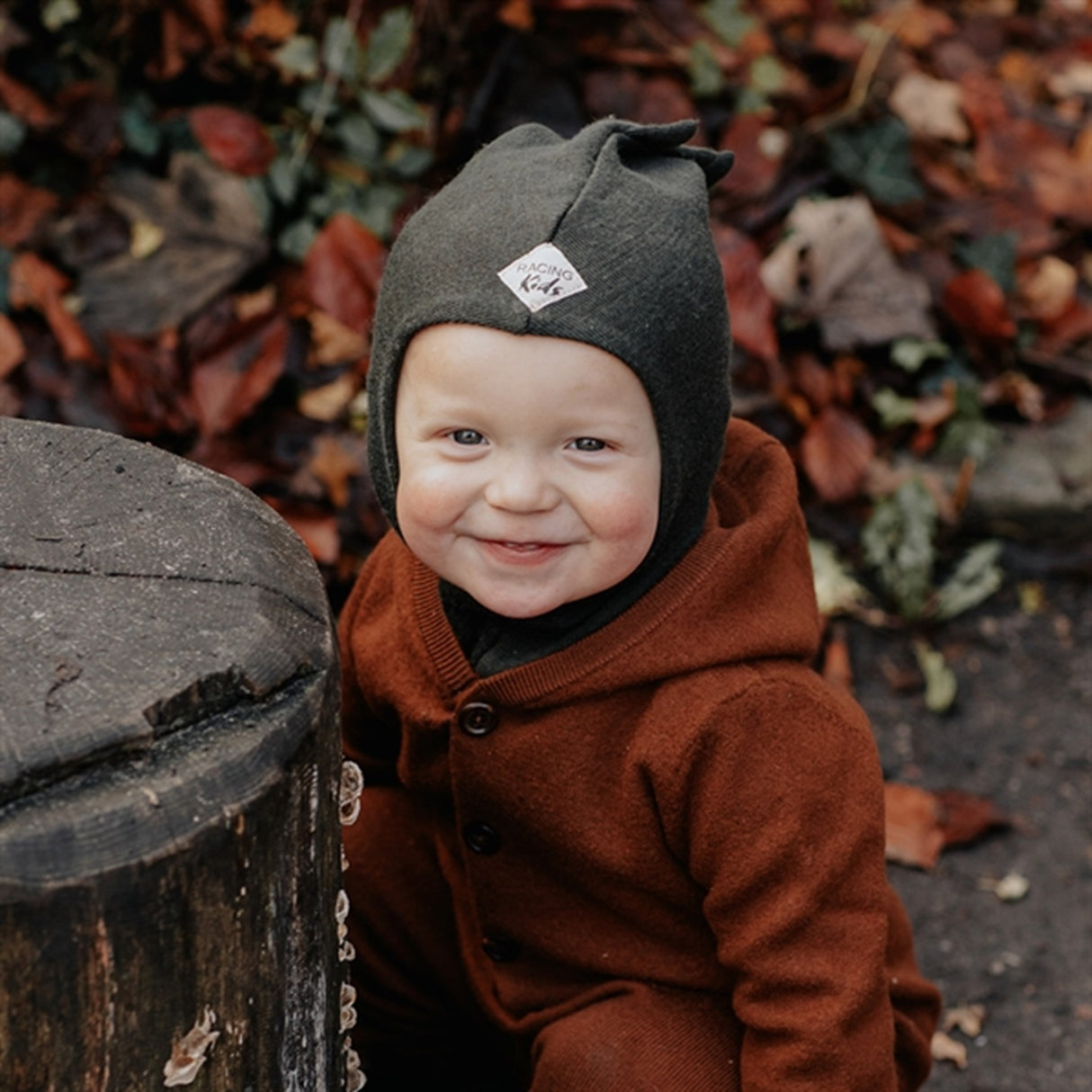 Racing Kids Dino Balaklava Ull/Bomull 3-lags Dusty Forest Green