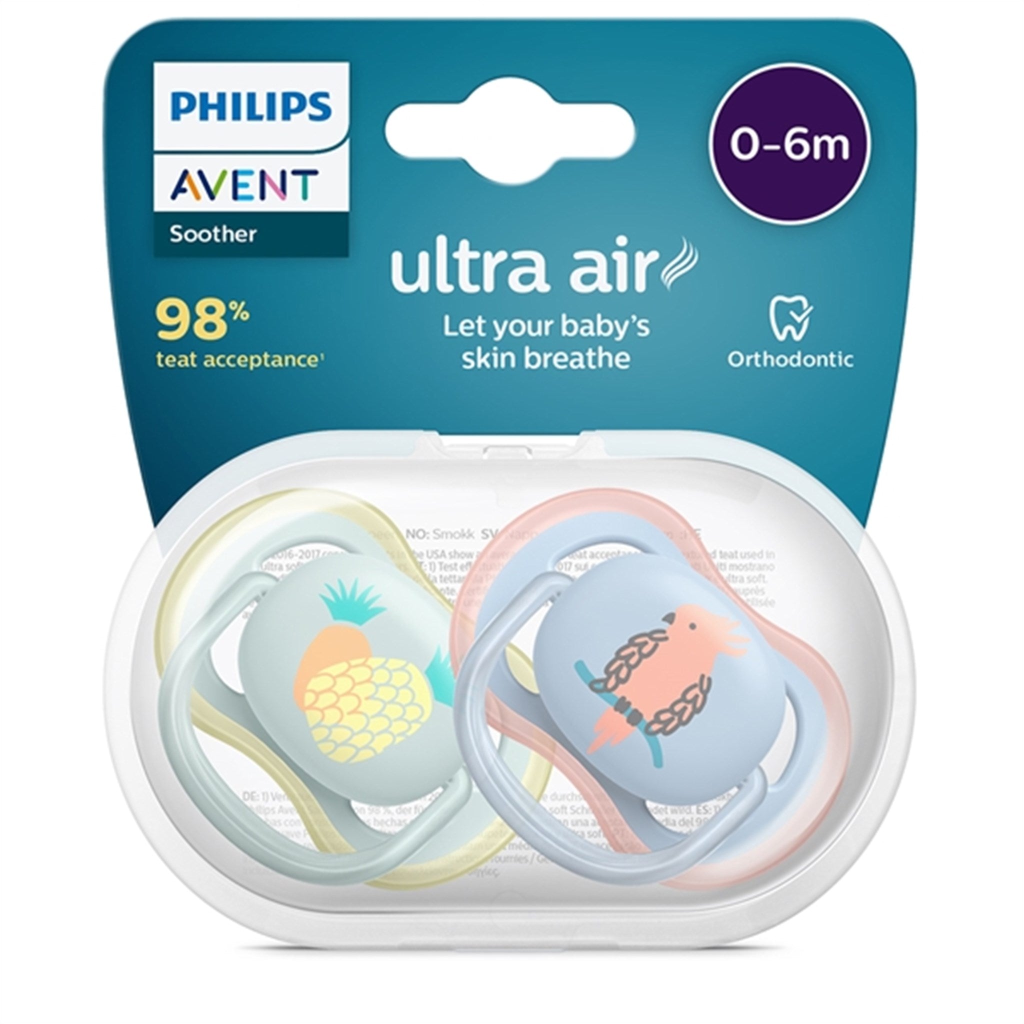 Philips Avent Ultra Air Napp 0-6 mdr Ananas/Papegøje 2-pak 2