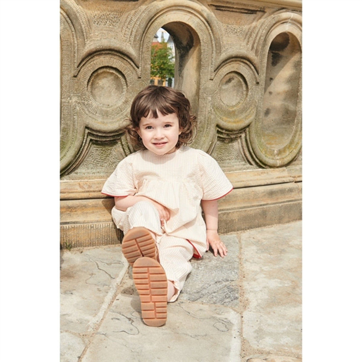 Copenhagen Colors Dusty Rose W Cream Stripe Seersucker Blus