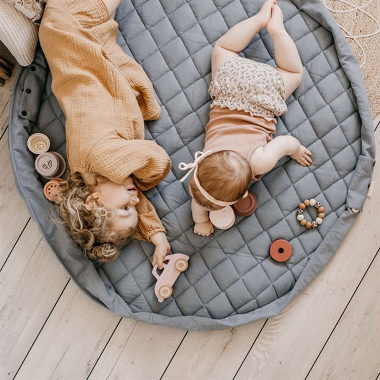 Play&Go 2-i-1 Lekmatta Soft Organic Dusty Blue