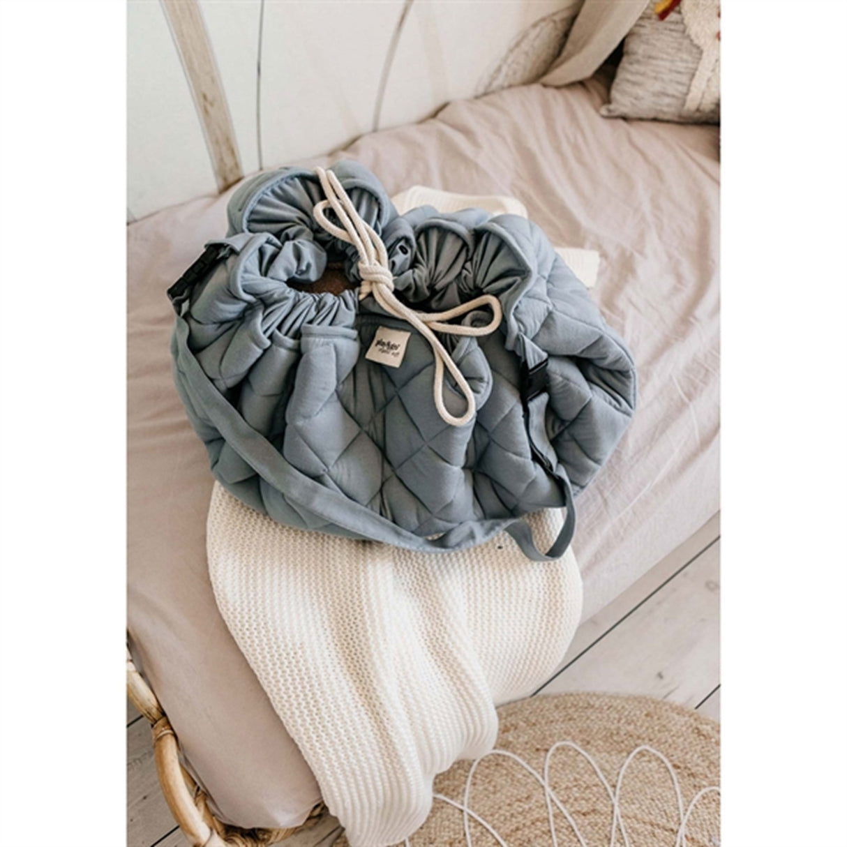 Play&Go 2-i-1 Lekmatta Soft Organic Dusty Blue