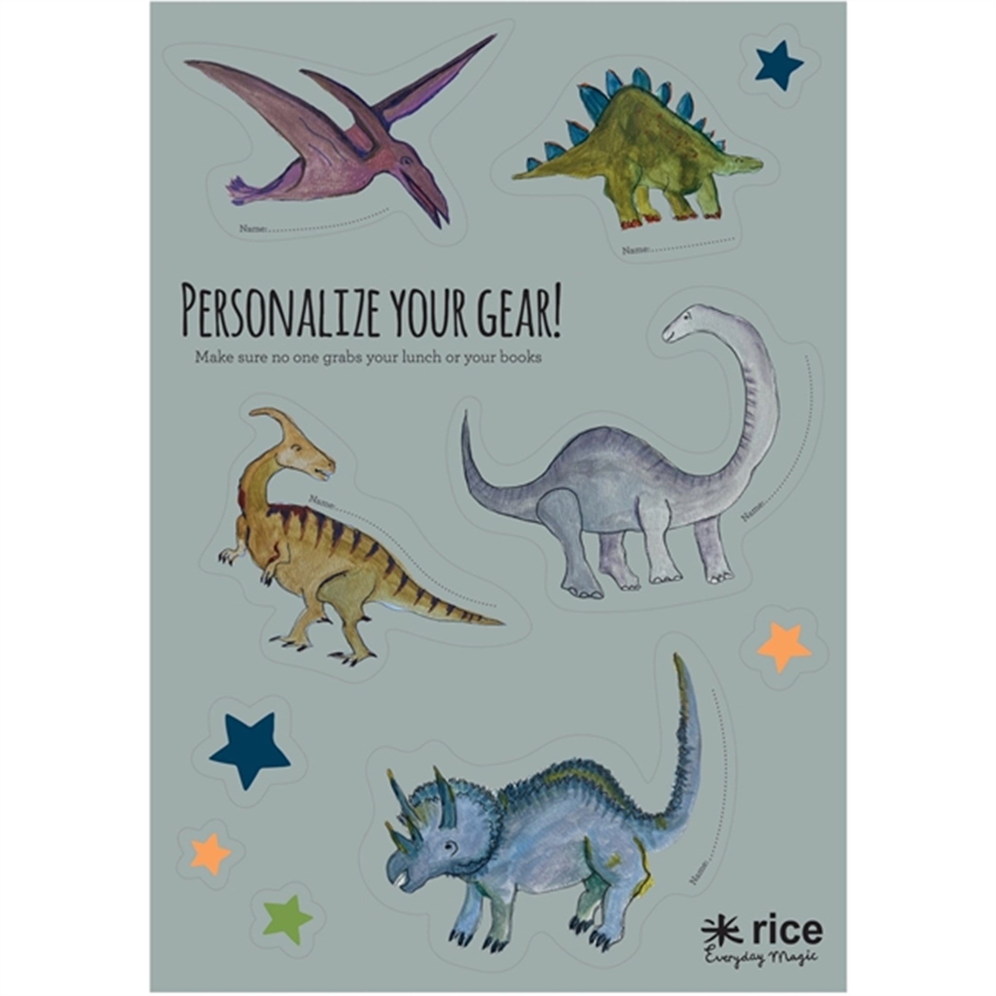 RICE Dinosaur Theme Klistermærker til Matlåda