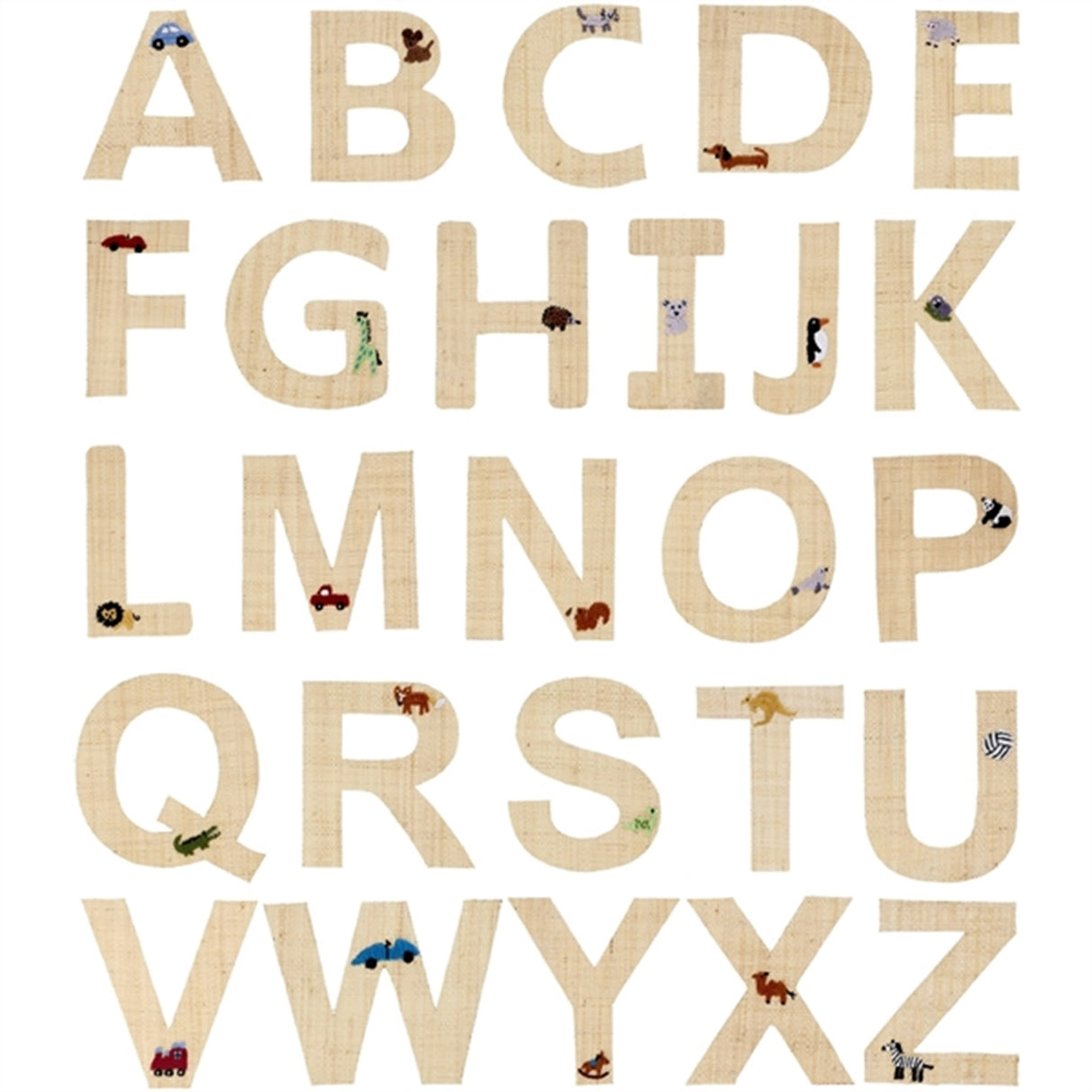 RICE Nature Raffie Klistermärke Bogstav Cars & Animals