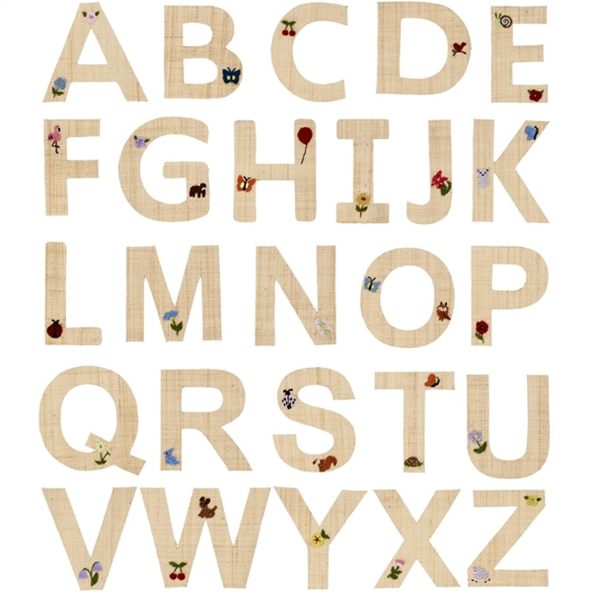 RICE Nature Raffie Klistermärke Bogstav Flowers & Animals