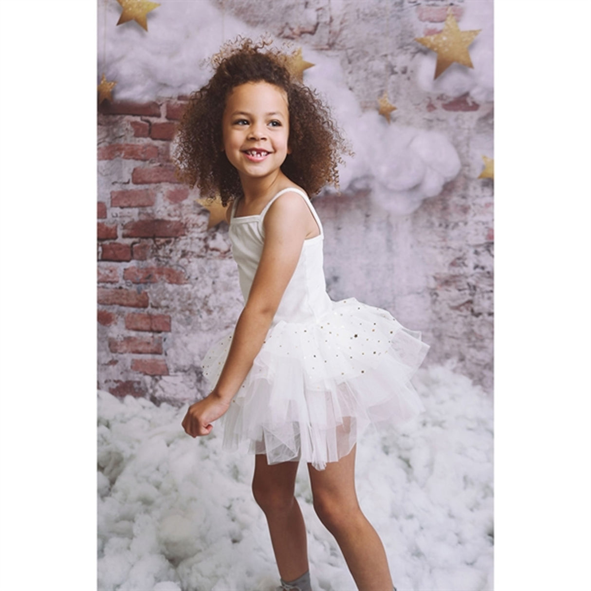 Dolly by Le Petit Tom Velvet Leotard With Tulle Tutu Klänning Off White