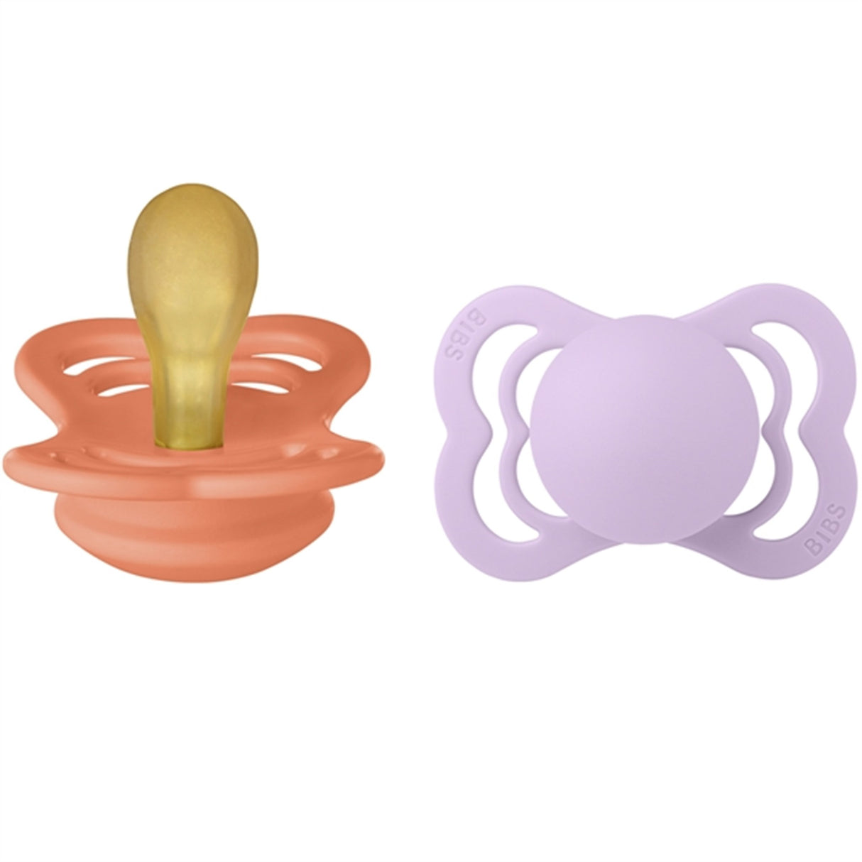 Bibs Supreme Latex Nappar 2-pack Symmetrisk Papaya/Violet Sky