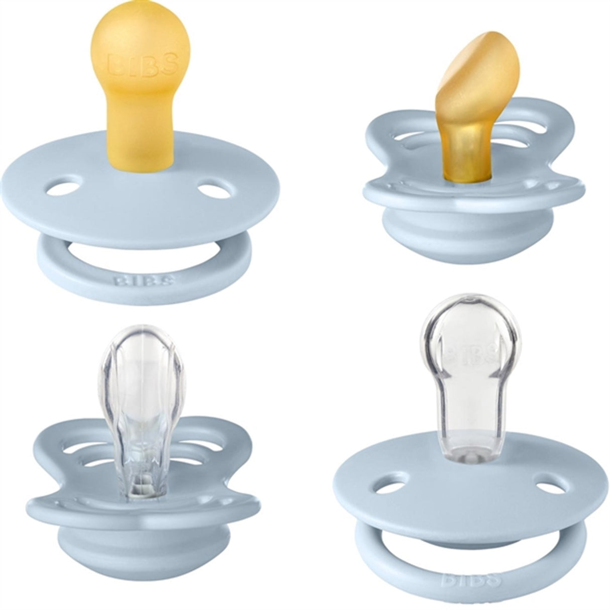 Bibs Try-it Collection Silikon/Naturgummi Nappar 4-pack Baby Blue