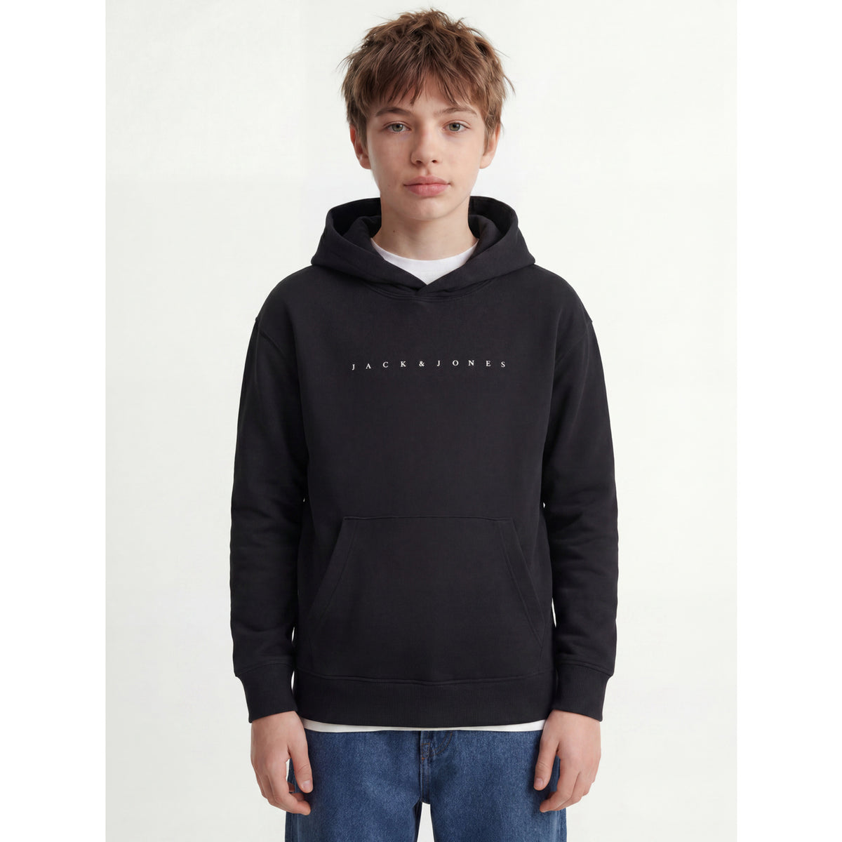 Jack & Jones Black Loose Jjestar Jj Sweat Huva Noos Jnr