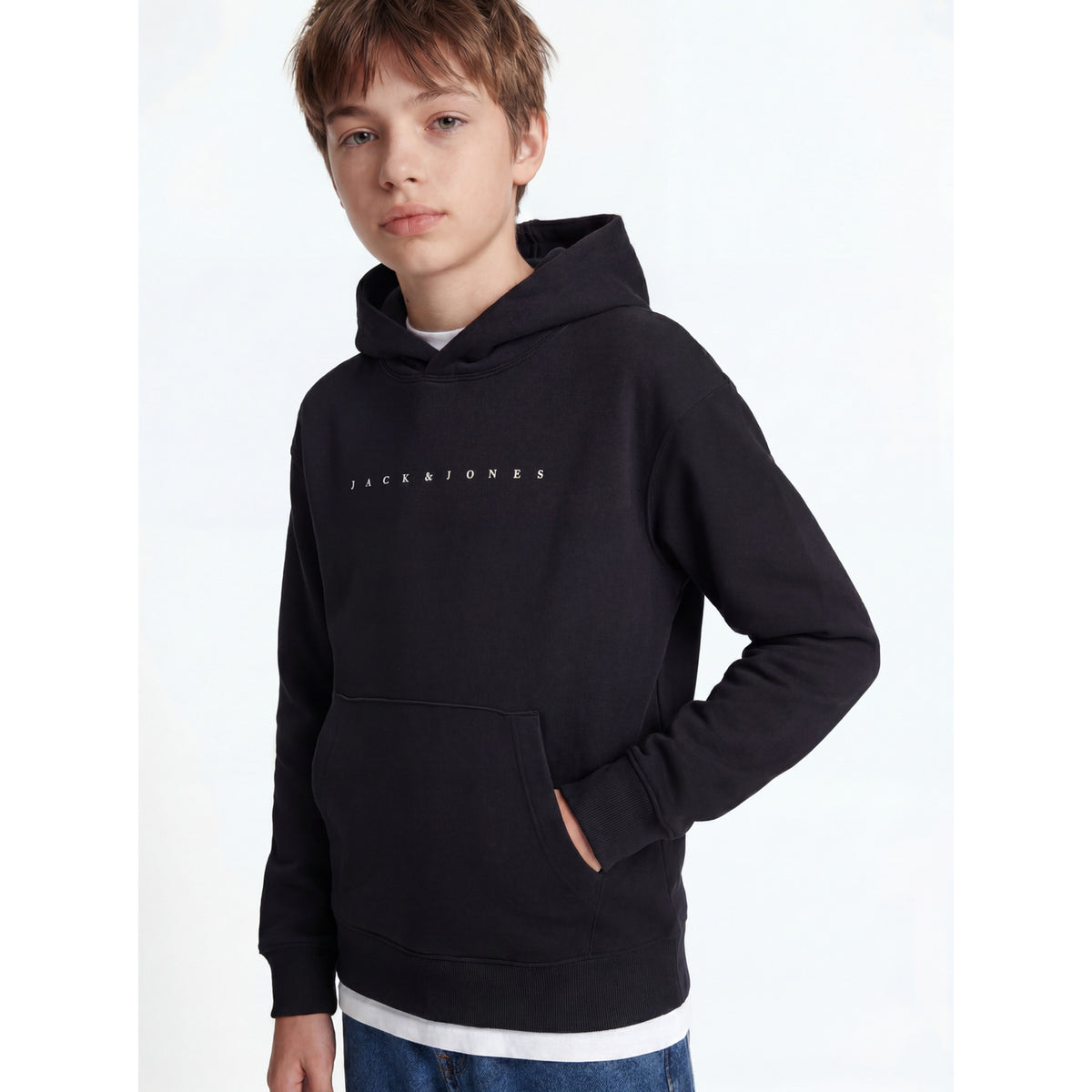 Jack & Jones Black Loose Jjestar Jj Sweat Huva Noos Jnr