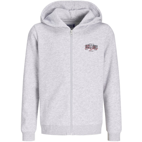 Jack & Jones White Melange Jjaero Sweat Zip Huva Jnr