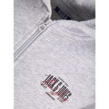 Jack & Jones White Melange Jjaero Sweat Zip Huva Jnr