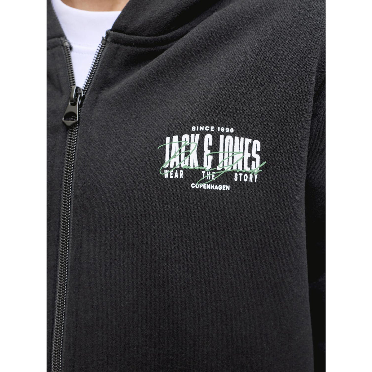 Jack & Jones Black Jjaero Sweat Zip Huva Jnr