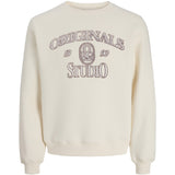 Jack & Jones Antique White Jorchamberi Typo Sweat Crew Neck Jnr