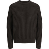 Jack & Jones Mulch Twisted Black Jjjaxon Stickad Crew Neck Jnr