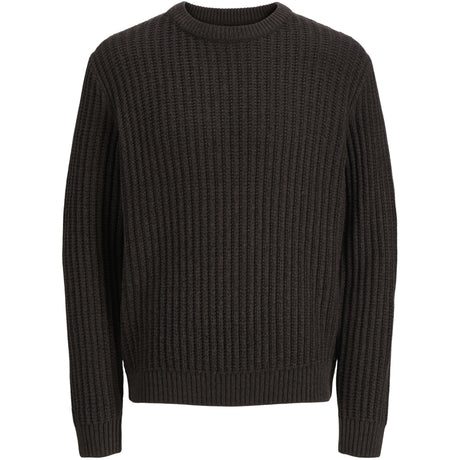 Jack & Jones Mulch Twisted Black Jjjaxon Stickad Crew Neck Jnr