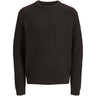 Jack & Jones Mulch Twisted Black Jjjaxon Stickad Crew Neck Jnr