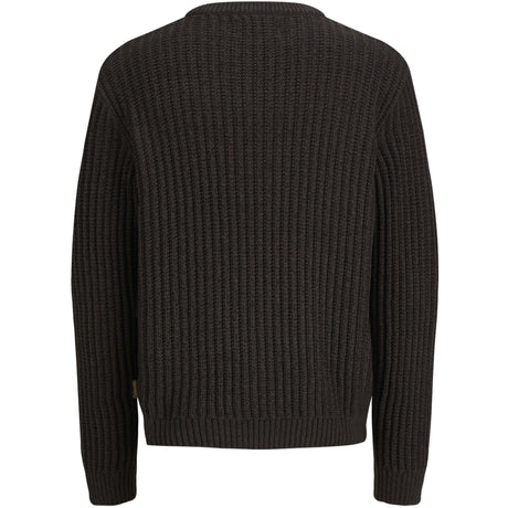 Jack & Jones Mulch Twisted Black Jjjaxon Stickad Crew Neck Jnr