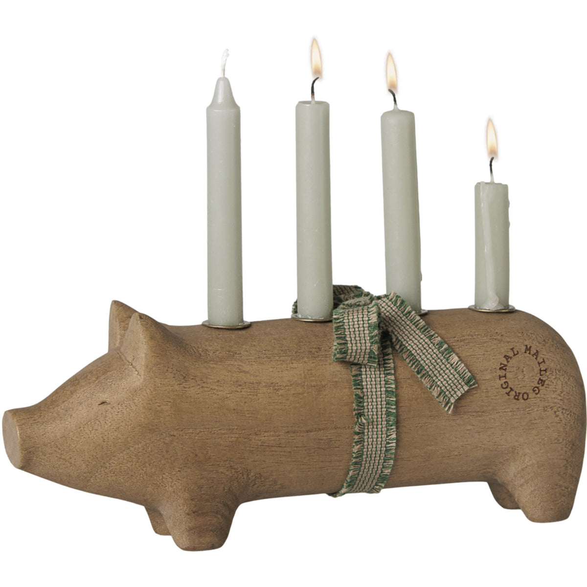 Maileg Trælysestage, Gris, Advent Medium - Natur