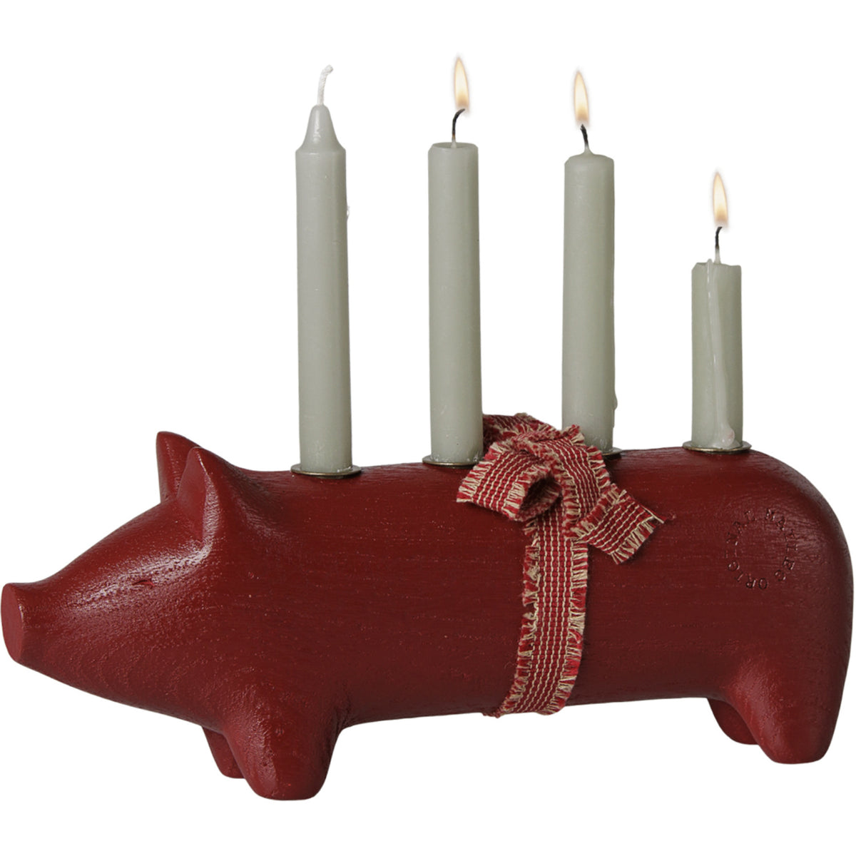 Maileg Trælysestage, Gris, Advent Medium - Rød