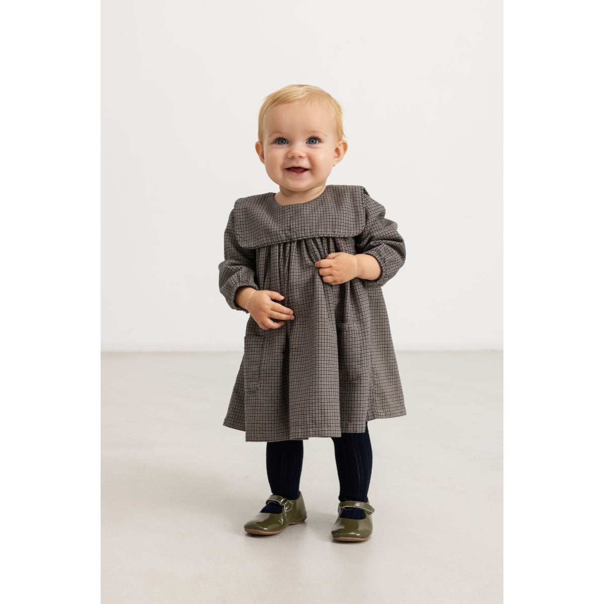 MarMar Structured Soft Cotton Houndstooth Check Dulle Klänning
