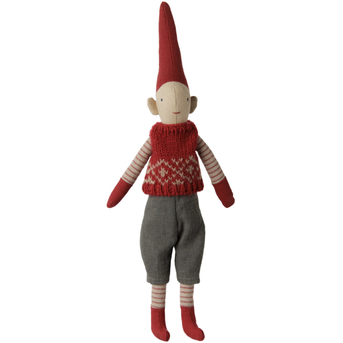 Maileg Pixy, Str. 1 - Dreng - Rød Knitted Väst
