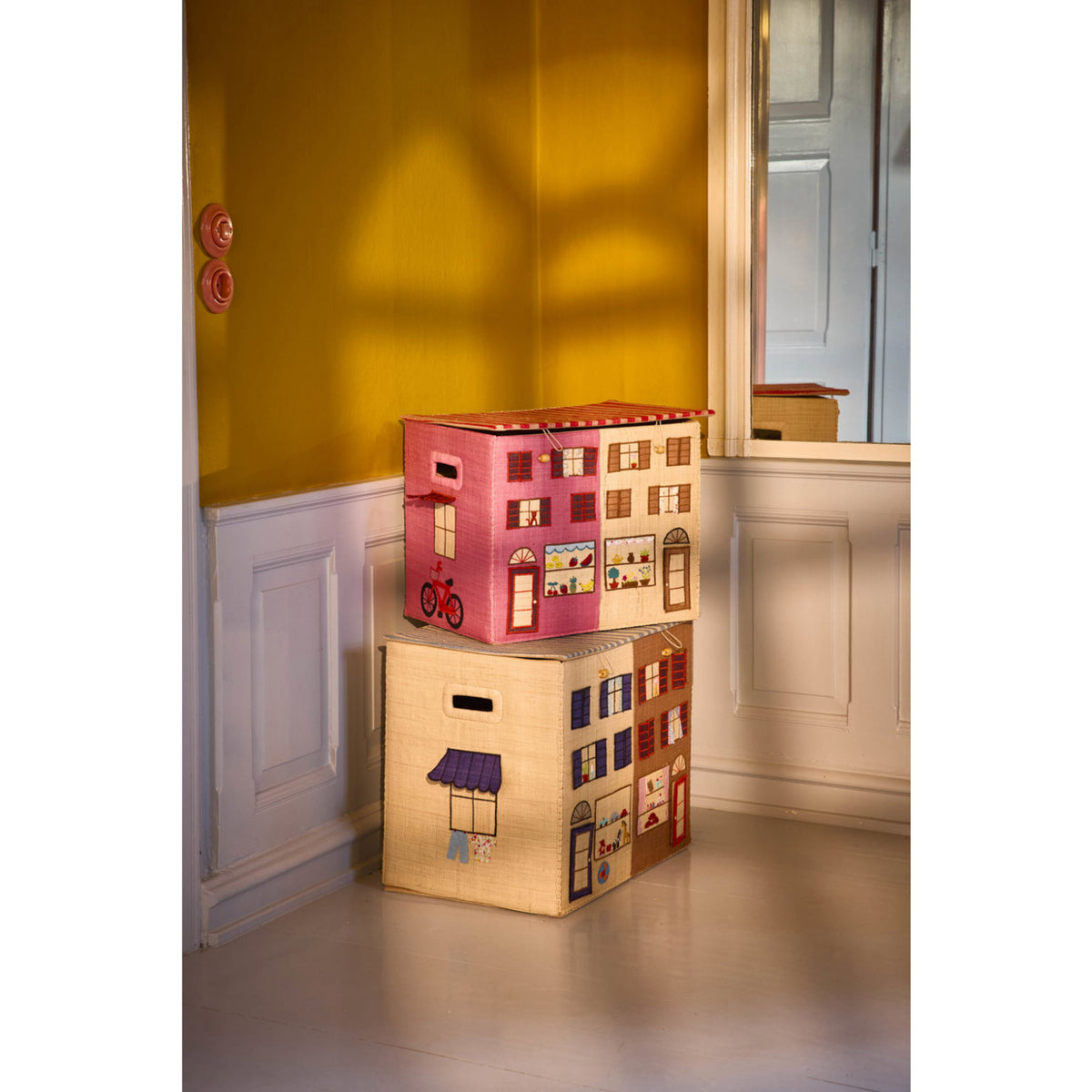 Rice Paris Theme Raffia Förvaring Box Ekstra Large Foldbar