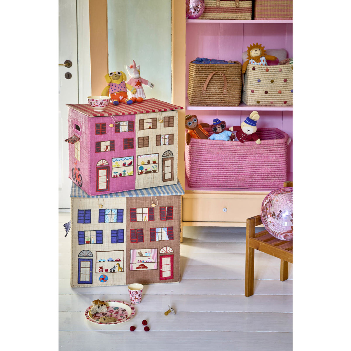 Rice Paris Theme Raffia Förvaring Box Ekstra Large Foldbar