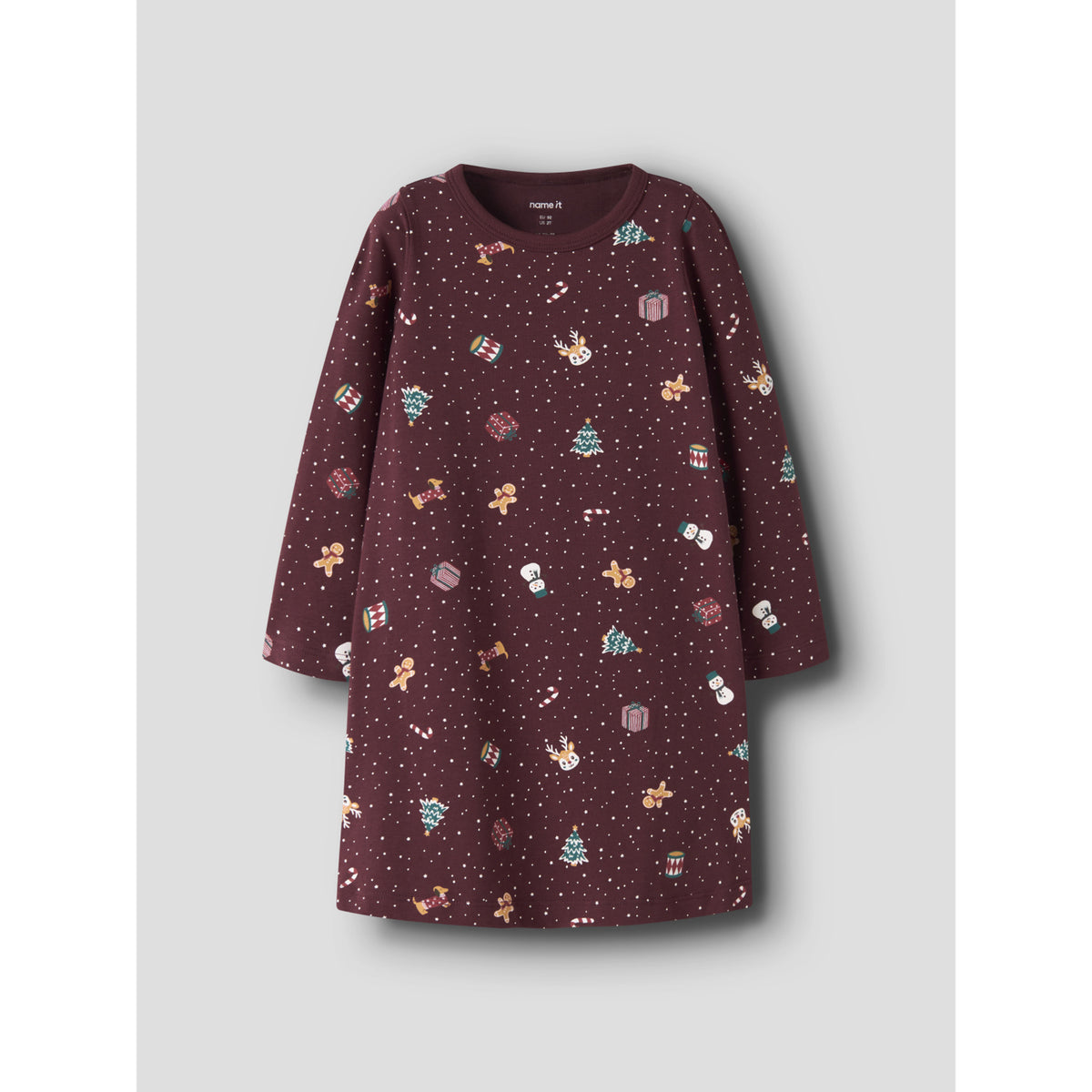 Name It Burgundy Christmas Nmfvismas Ls Natklänning