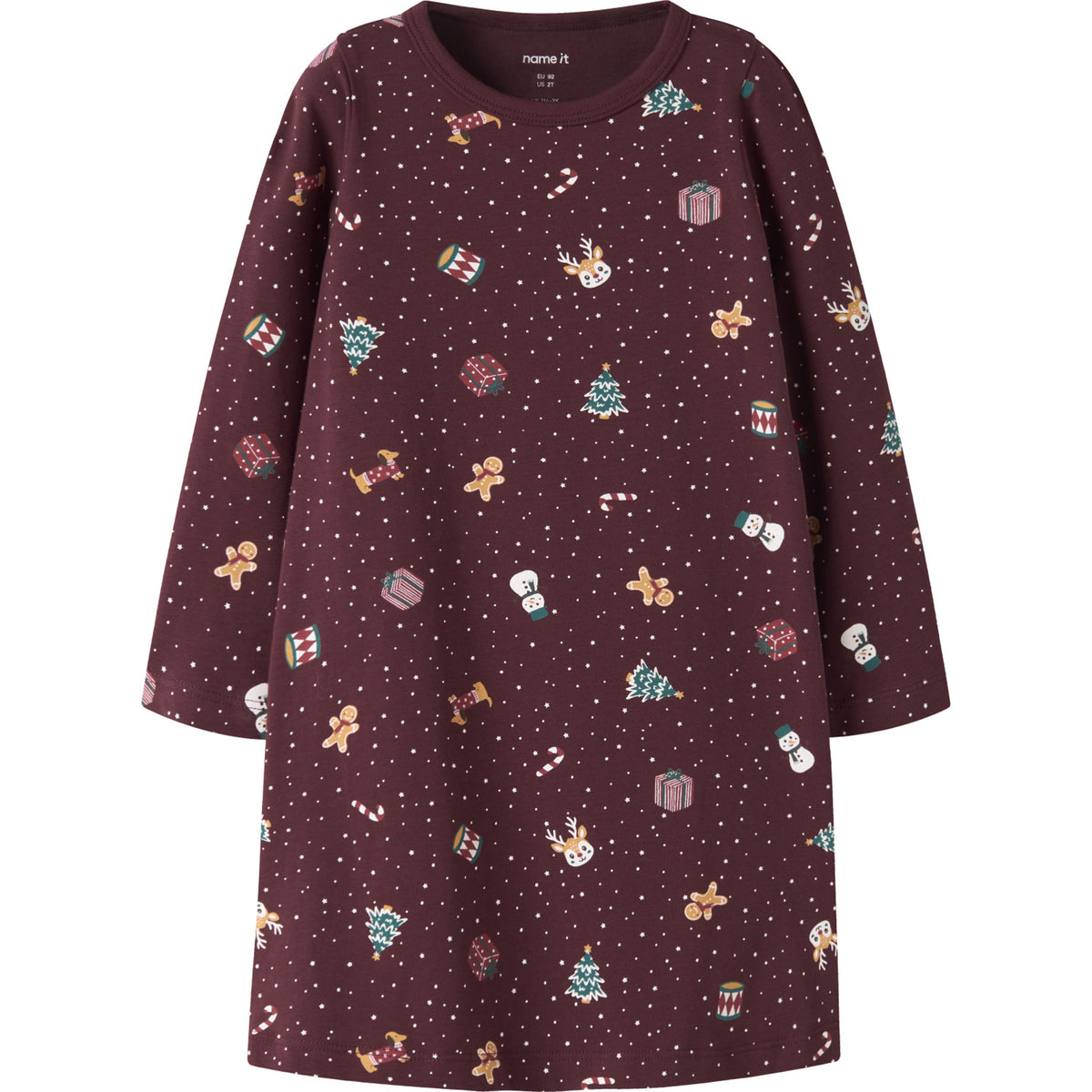 Name It Burgundy Christmas Nmfvismas Ls Natklänning