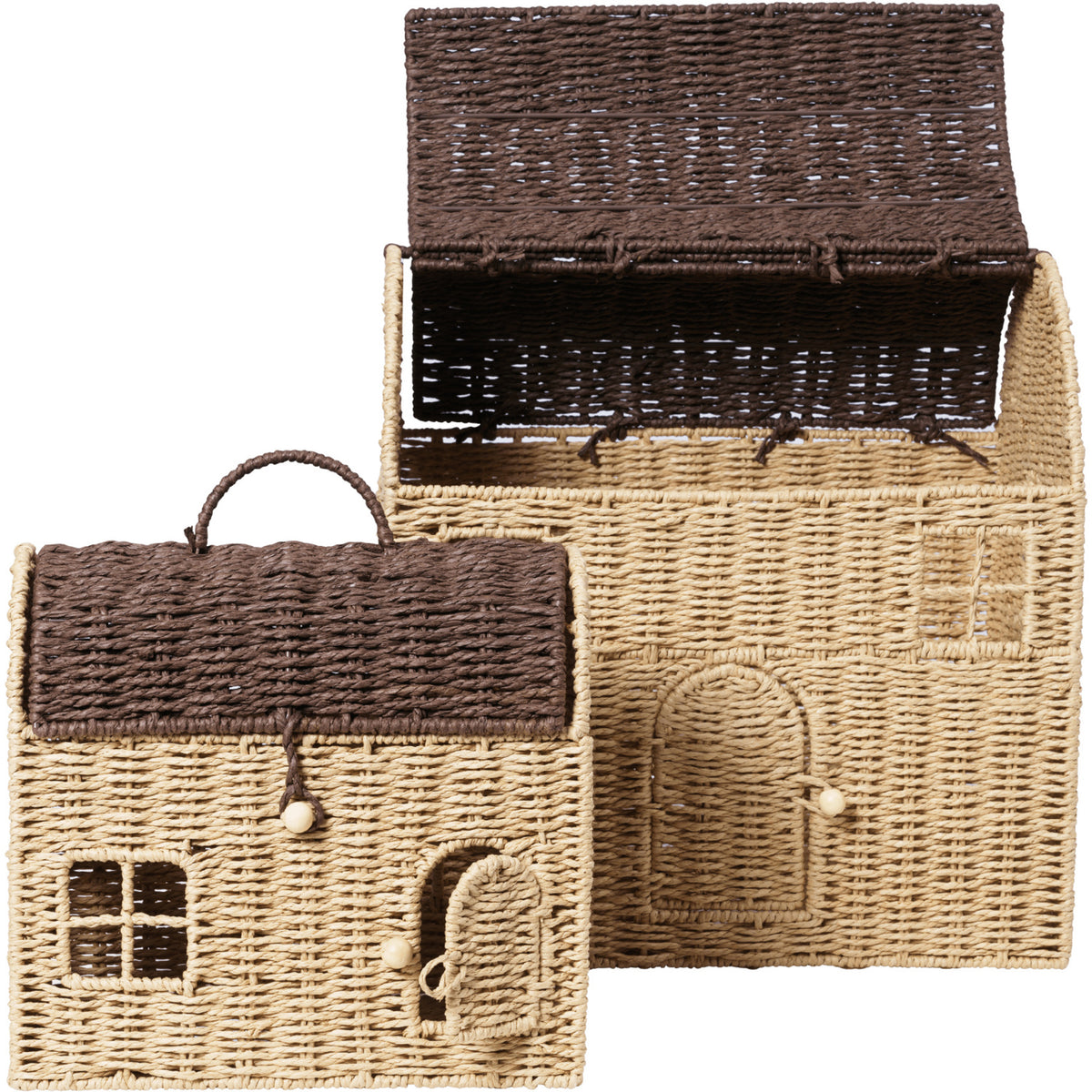Ferm Living Natural/Dark Brown Casu Förvaring Houses 2 Pack