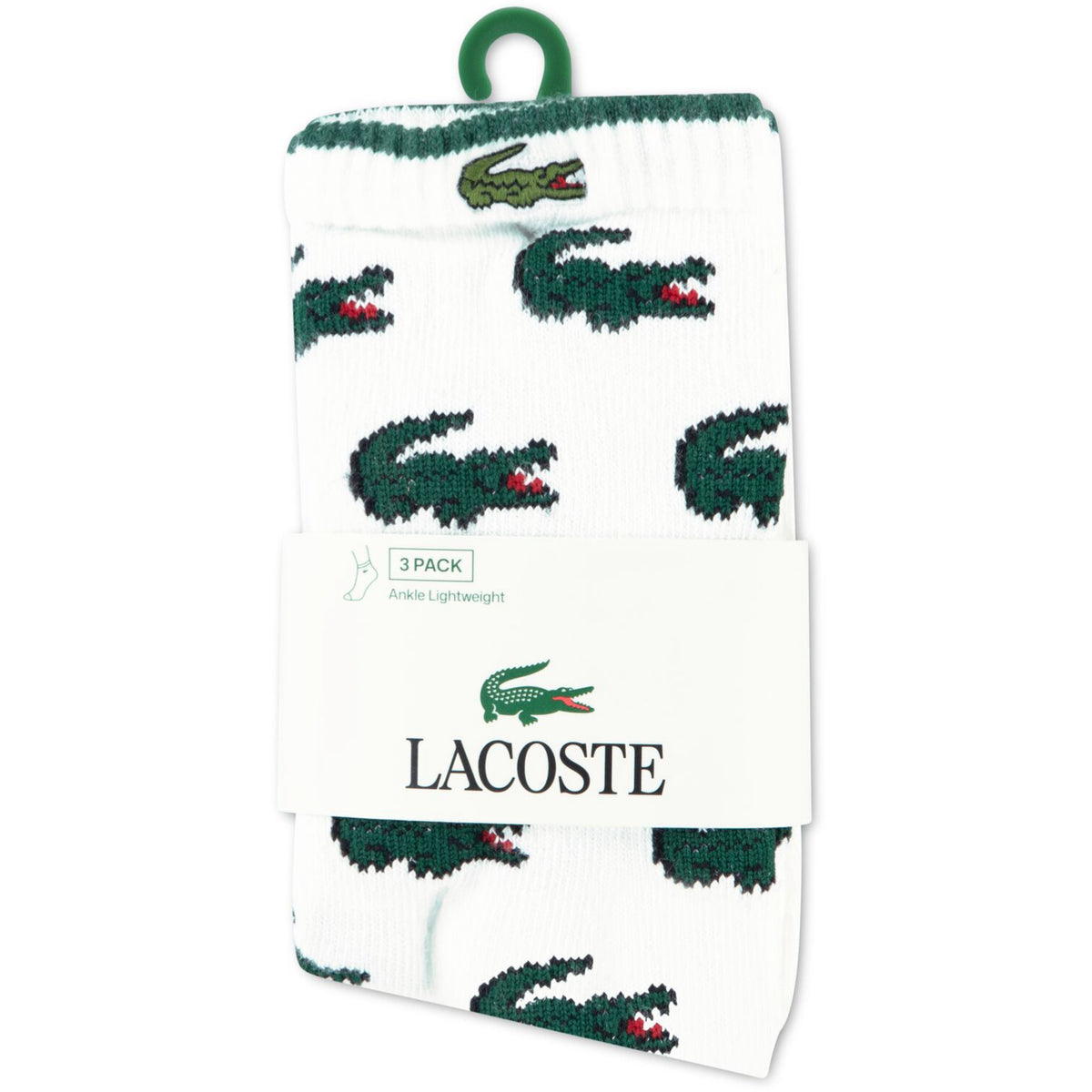 LACOSTE Blanc 3Pk Croc Bomull Crew