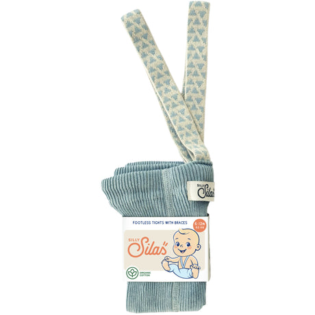 Silly Silas Footless Bomull Strumpbyxar Med Braces Misty Blue Patterned