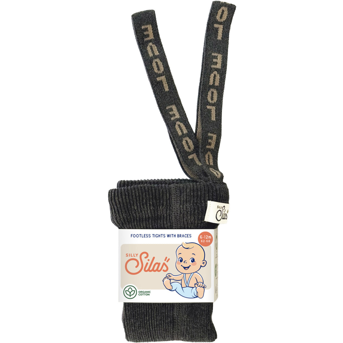 Silly Silas Footless Bomull Strumpbyxar Med Braces Dark Grey Patterned