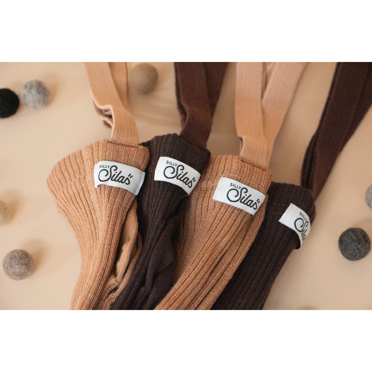 Silly Silas Wooly Footed Strumpbyxar Med Braces Espresso Brown