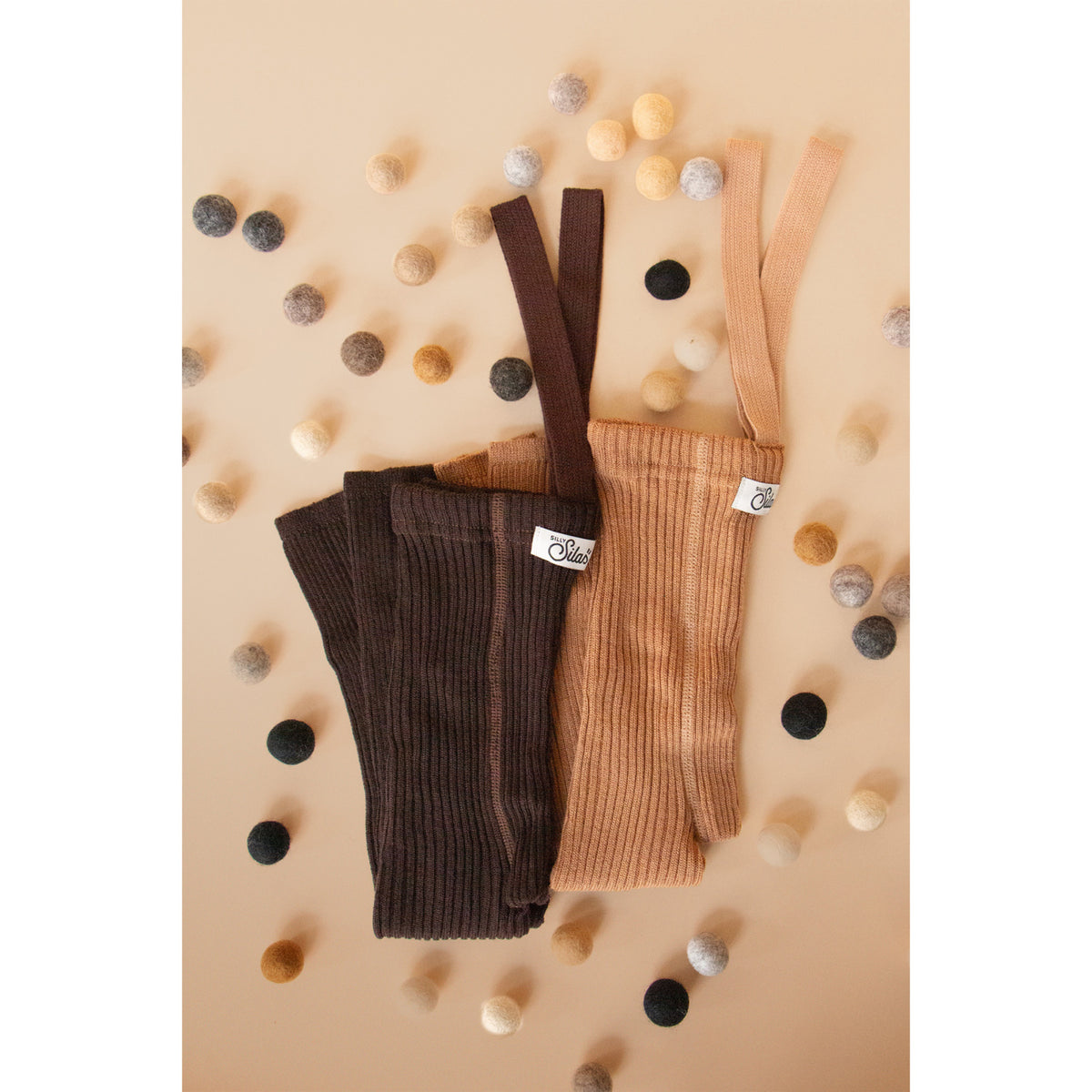 Silly Silas Wooly Footless Strumpbyxar Med Braces Cappuccino