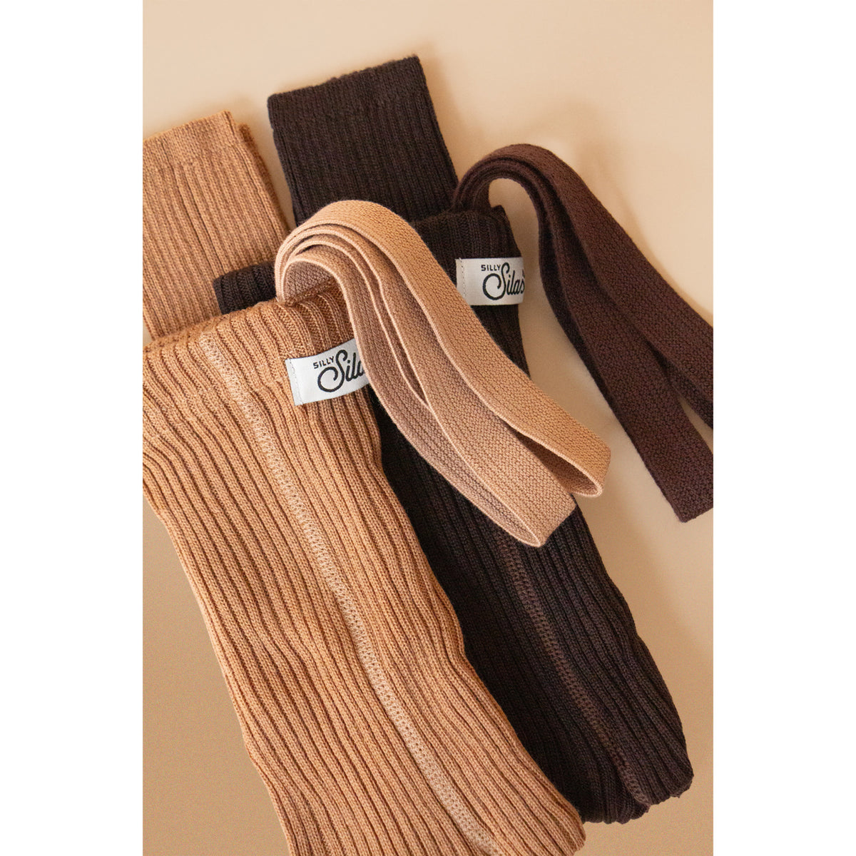 Silly Silas Wooly Footless Strumpbyxar Med Braces Cappuccino
