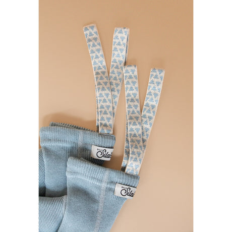 Silly Silas Footless Bomull Strumpbyxar Med Braces Misty Blue Patterned