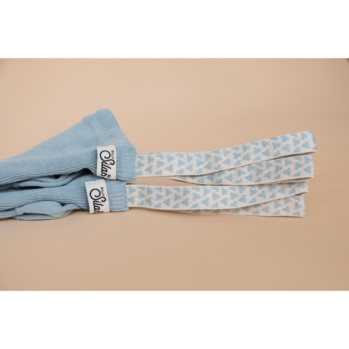 Silly Silas Footless Bomull Strumpbyxar Med Braces Misty Blue Patterned