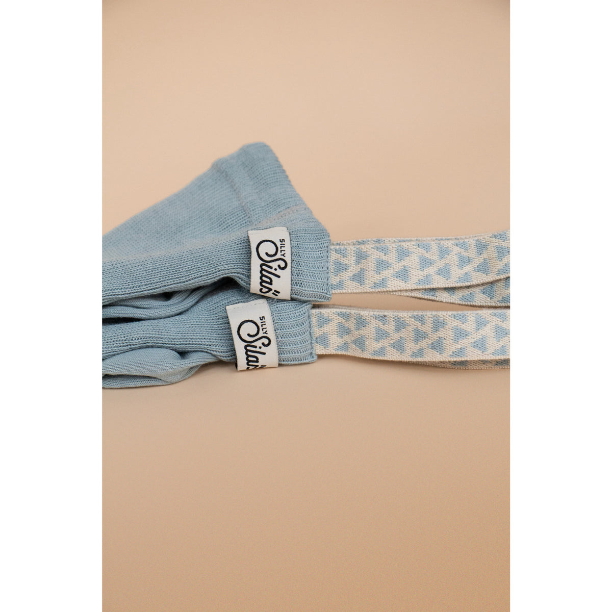 Silly Silas Footless Bomull Strumpbyxar Med Braces Misty Blue Patterned