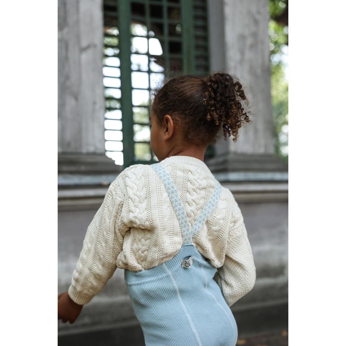 Silly Silas Footless Bomull Strumpbyxar Med Braces Misty Blue Patterned